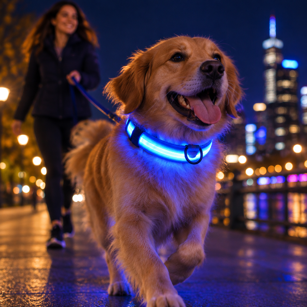 Blue LED Collar Night Walk