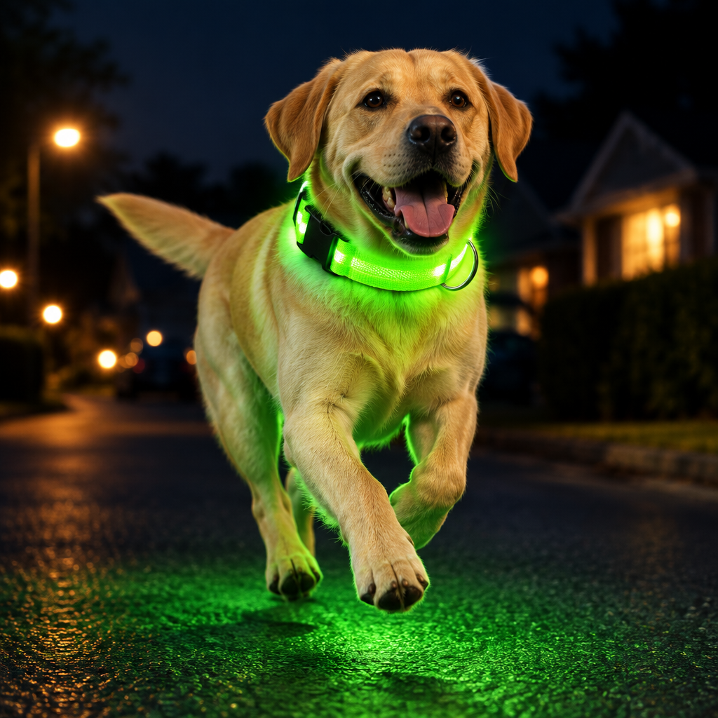 Green LED Collar Night Run