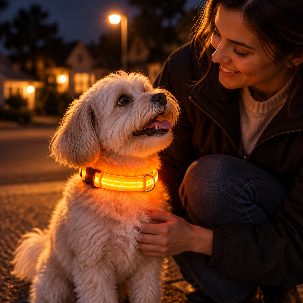 Orange LED Collar Owner Moment