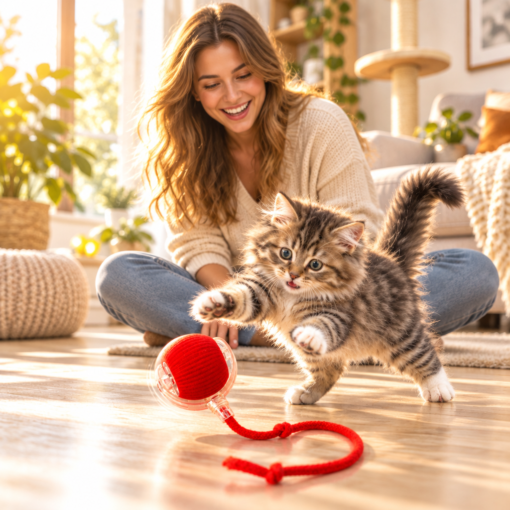 Owner and Kitten Playing