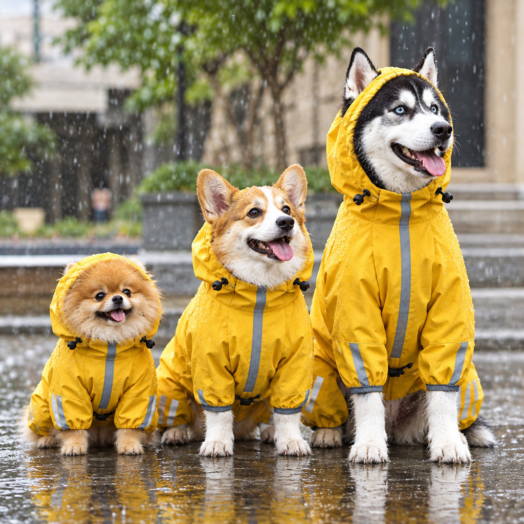 Three Dogs Different Sizes Raincoat